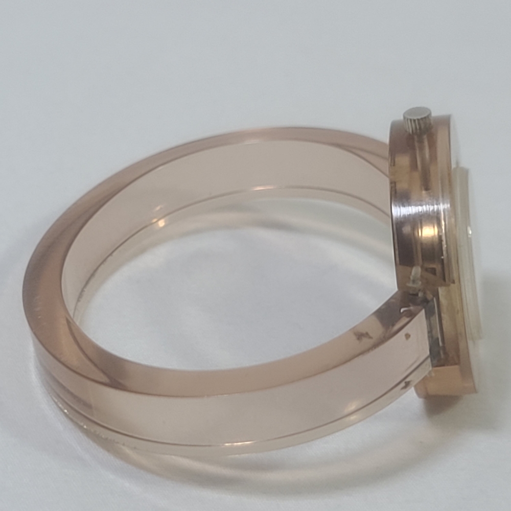 Rare Vintage Gucci Italy Women's Swiss Made Lucite Bangle Manual Wind Up Watch - Picture 4 of 14